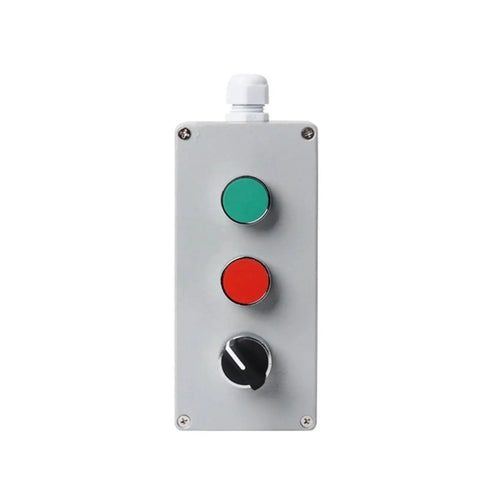 Front view of Industrial 1P Push Button Control Box Explosion Proof Waterproof Junction for Harsh Environments with green and red buttons.