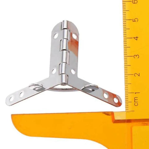 Beefy 2 Pack Silver Iron Box Hinge 90 Degree Folding for Jewelry Boxes with ruler for size reference.