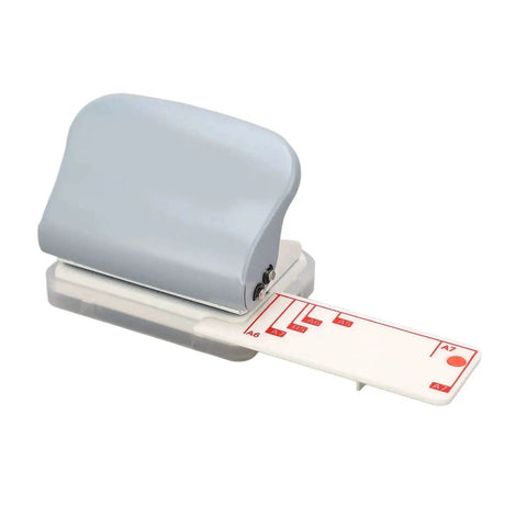 3 Hole Handheld Paper Punch Grab And Go, 5 Sheet Capacity Metal Puncher With Positioning Post Ruler for A4 A5 A6 A7 Binders