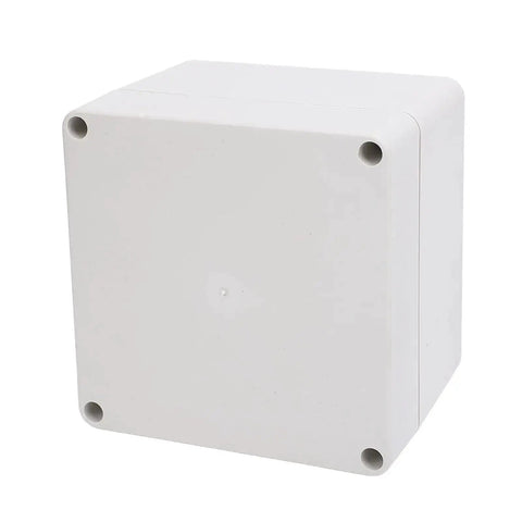 All Weather IP65 ABS Project Box 120x120x90mm Rugged Weatherproof Enclosure for outdoor electronics shown in front view