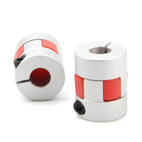 Beefy 8Mm To 8Mm Bore Aluminum Plum Flexible Shaft Coupling, red and silver, for Servo and Stepper Motors D20xL25, 3D Printer CNC DIY Encoder