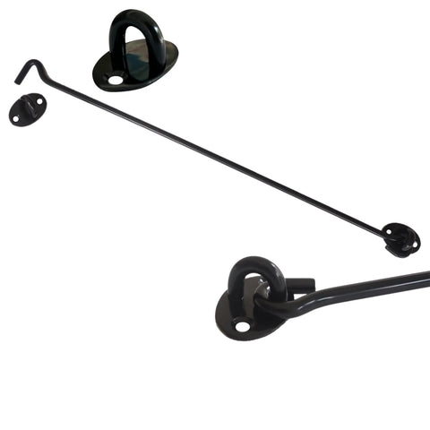 16 Inch Barn Door Hook And Eye Latch Set Heavy Duty Stainless Steel Privacy Lock No Brainer Install For Fence Shed Door Black Finish Sliding Door Hardware With Screws 2 Pack