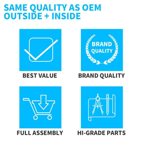 Infographic showing features: Best Value, Brand Quality, Full Assembly, Hi-Grade Parts for OEM standard.