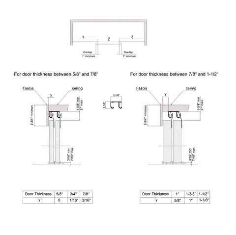 Beefy 106 Inch Double Track Sliding Closet Door Hardware Kit For 2 Or 3 Bypass Doors Up To 100 Lbs Per Door Ceiling Mounted Top Hung Track Cut To Fit Silver Finish diagram