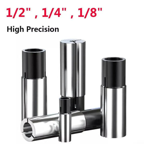 Collet adapter sleeves (4) for CNC router, 65Mn steel, 6.35mm to 4mm shank, front view