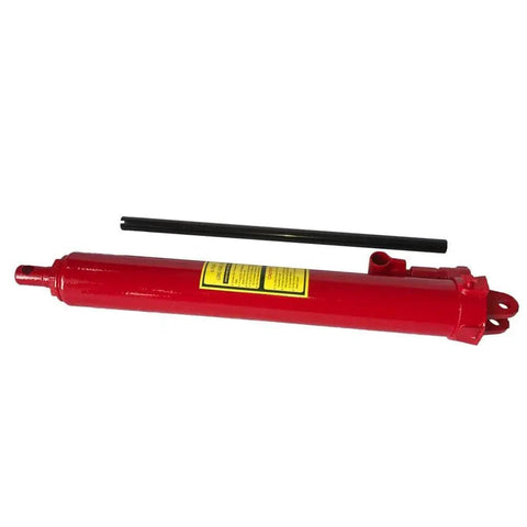 8 Ton Hydraulic Long Ram Jack With Clevis Base For Engine Hoists And Cranes, red, with handle