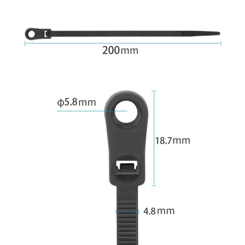 Tough As Nails Heavy Duty Zip Ties With Mounting Head And Screw Hole, 7.5 Inch, 75 Lbs Load, 110 Pack Nylon Cable Ties