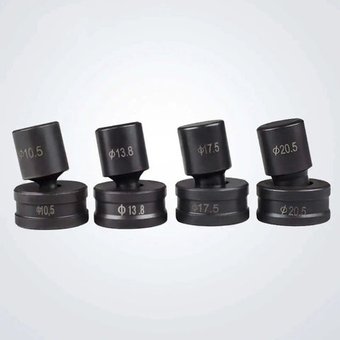 Set of hydraulic round hole punch dies for CH70 and CH60 machines, various sizes, ideal for steel, copper, aluminum sheet metal punching.