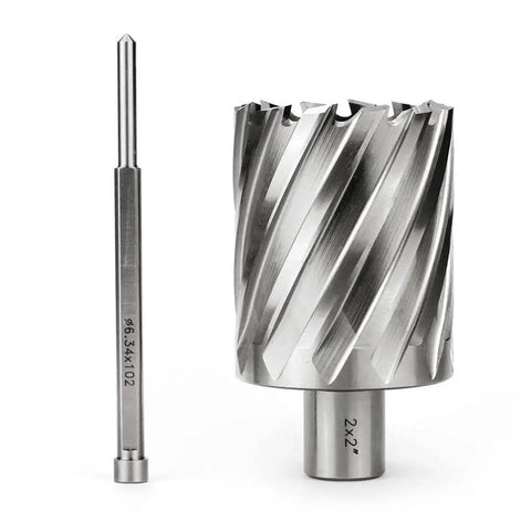 Two Inch Cutting Diameter Annular Cutter For Magnetic Drill Press With Three Quarter Inch Weldon Shank And Two Flat Pilot Pin Two Inch Depth Of Cut Thin Walled Bit For Fast Hole Drilling Oscarbide