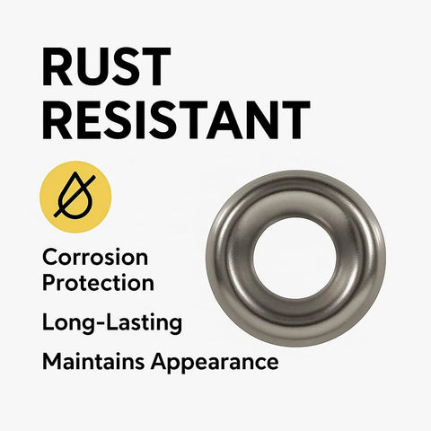 Stainless steel finishing cup washer, round countersunk washer with central hole, rust-resistant.