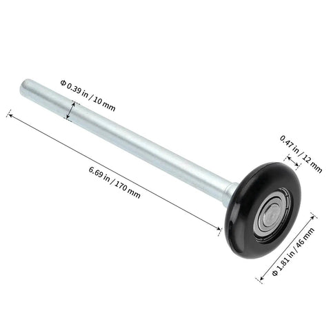 30 Pcs 1.8 Inch Nylon Garage Door Rollers Black Durable Wheels For Smooth Operation In Garages And Warehouses High Quality Replacement Parts For Quiet Reliable Performance Ideal For Home Garages And Industrial Facilities, close-up view showing dimensions