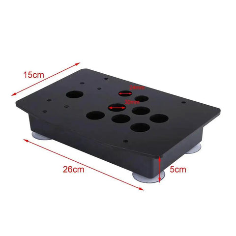Black acrylic panel from Dope Acrylic Panel And Case DIY Kit For Arcade Joystick And Game Cabinet Replacement Set, measurement guides shown.