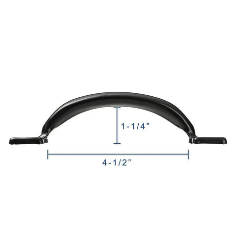Front view of six and a half inch black pulls two pack for barn doors garage doors screen doors fences and cabinet, shown with measurements.