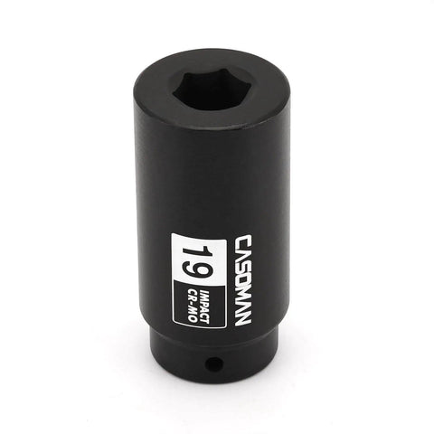 1/2 Inch Drive 19mm Crank Bolt Socket for Honda Harmonic Balancer, CR-MO Impact Socket, Heavy Duty Chrome Moly, Black Finish