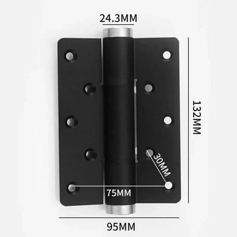 Two Pack Invisible Self Closing Hydraulic Door Hinges For Cabinets And Furniture Whisper Quiet Aluminum Alloy Hinges, black side view with measurements.