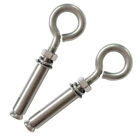 2 Pack M8 Stainless Steel Expansion Eyebolts Heavy Duty Beefy Shoulder Lag Ring Bolts Lifting Hardware With Nut For Wall Ceiling Concrete