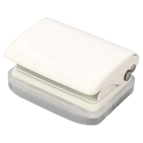 3 Hole Puncher Handheld For Loose Leaf Paper A7 A4 5 Sheets 70g Capacity in white, compact design for scrapbooks and binders