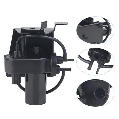 Amazon electric vacuum pump assembly for Ford F-Series and Dodge Ram trucks, black plastic unit with mounting bracket.