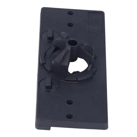 Front view of Pro Grade Heavy Duty 35mm Hinge Hole Saw Jig Drilling Guide Set for Woodworking, showing black ABS material construction.