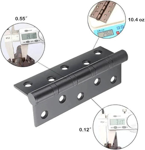 6 Inch Ball Bearing Door Hinges For Heavy Duty Wood Doors Non Mortise With Mounting Hardware Brushed Black Stainless Steel 304
