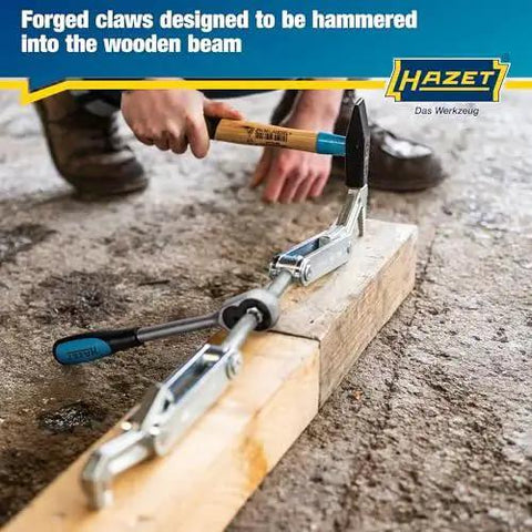 Hazet Beam Puller 1774-1 I Clamps, Pulls And Compresses Timber on wooden beam with forged claws being hammered