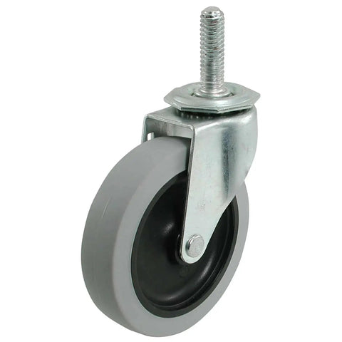 3 Inch Threaded Stem TPR Caster With 110 Lb Load Capacity, Gray TPR Wheel On Black Polypropylene Hub, Ball Bearing Swivel