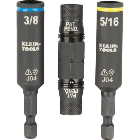 11-In-1 Ratcheting Screwdriver And Nut Driver Kit With Impact Rating, showing 3/8 and 5/16 nut drivers and connector piece.