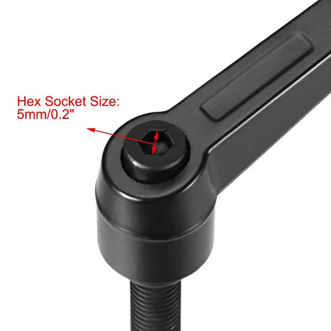 Close-up of M10 X 60mm Adjustable Clamping Lever With Push Button And Quick Release Ratchet showing 5mm hex socket