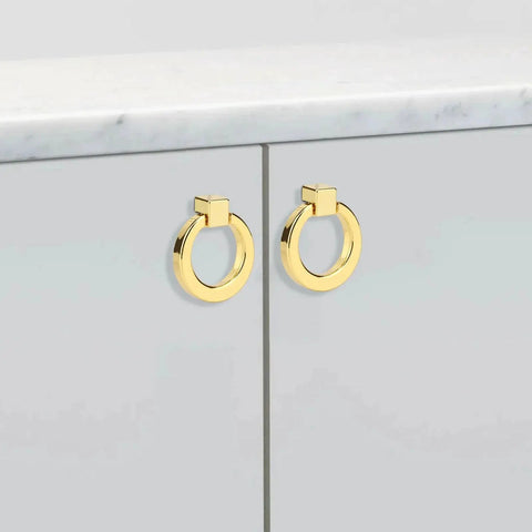 Brushed Gold Ring Drawer Pulls Set Of 4 Round Cabinet Pulls For Furniture Hardware Zinc Alloy Dresser Cupboard Closet Door Handle