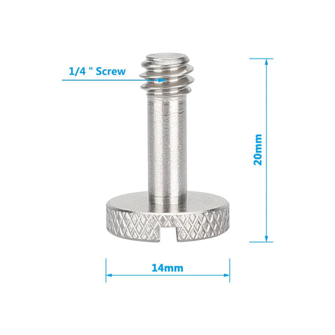 1/4-20 Long Slotted Knurled Captive Mounting Screw Set, Stainless Steel, 0.65 Inch From Head, Flat Head, with dimensions