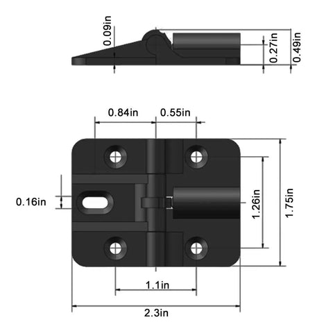 Diagram of Space Saving Zinc Alloy Folding Hinge Kit With Locking 90 Degree Design for Bifold Doors with dimensions.