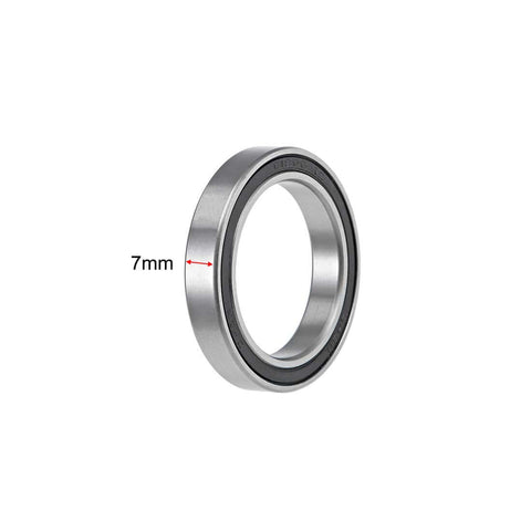 Deep groove sealed ball bearing 6806-2RS 30 mm ID x 42 mm OD x 7 mm width, double-sealed 2RS chrome steel, side view