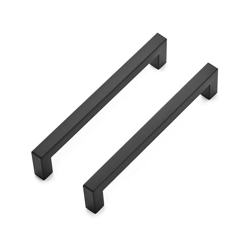 30 Pack Square Cabinet Handles In Matte Black Stainless Steel For Kitchen Drawers, 6 1/4 Inch Center To Center Cabinet Hardware