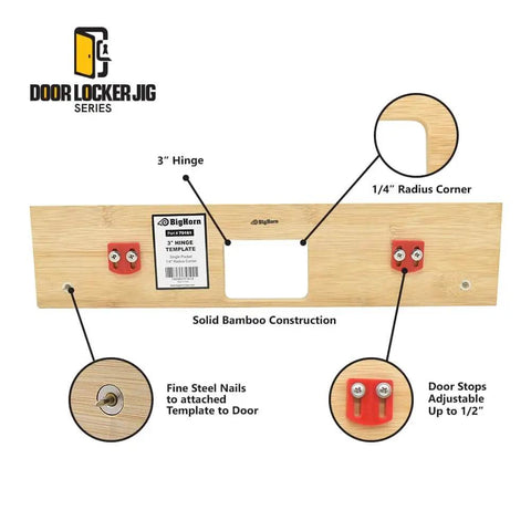 Pro Grade 3 Inch Door Hinge Template For Single Pocket Doors One Quarter Inch Radius Corners On Doors And Jambs Router Jig For 3" Hinges Repositionable Carrier Durable Wood Door Mortising Tool For Precise Install