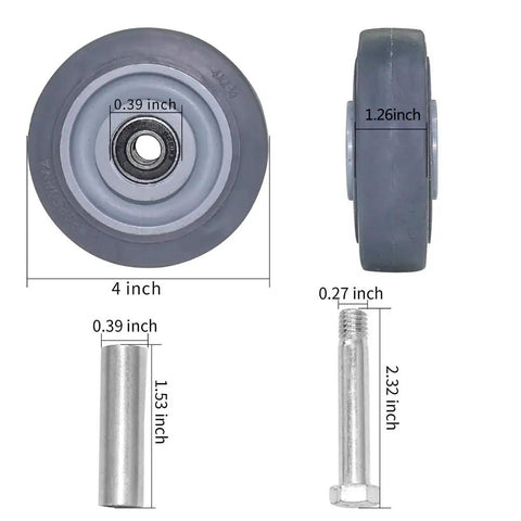 Front and side view of Heavy Duty 4 Inch PU Caster Wheels For Platform Trucks Up To 265 Pounds Silent And Durable With Integral Mold Plate Caster Design