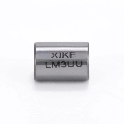 Front view of 4 Piece LM3UU Linear Bearing Set 3x7x10mm for DIY projects, chrome steel, low noise, dustproof, from XIKE