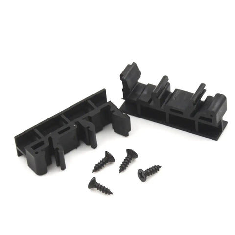 20 Sets Din Rail PCB Mounting Bracket Holder Carrier Clips For C45 Rail Width 35Mm Or 15Mm shown with screws, black plastic