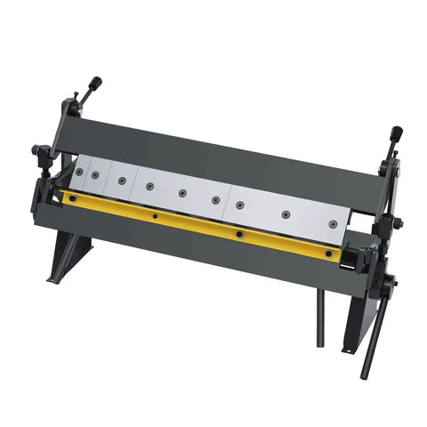 Industrial Box And Pan Brake 24 Inch Sheet Metal Bender for 20 gauge mild steel with removable fingers, front view.