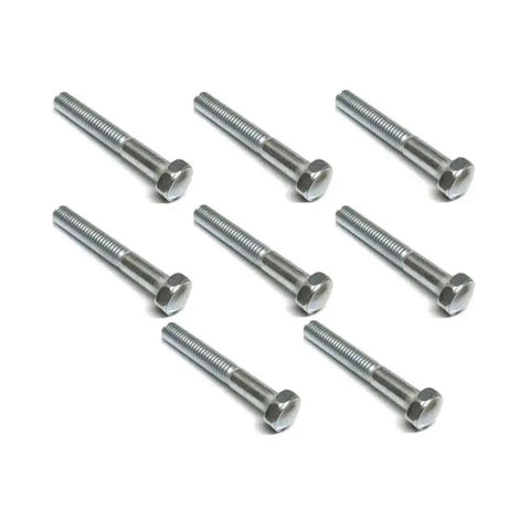 Set of eight chrome bolts for pinball machines, 2.75in length, 5/16in thread width, silver hardware replacement part 4322-01125-40