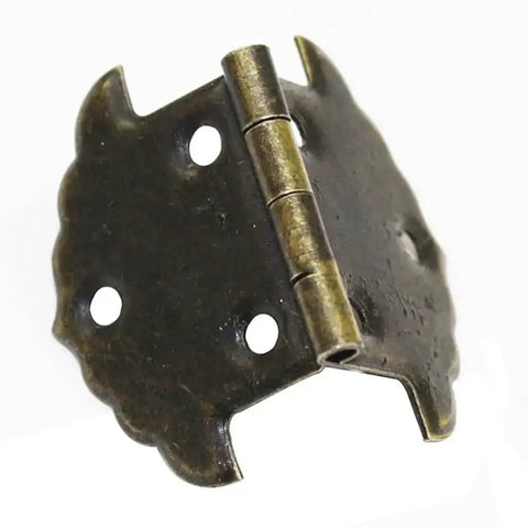 Lace Iron Hinge For Cabinets And Furniture, Heavy Duty Metal Hinge With Square Link Buckle, green bronze finish, close-up view