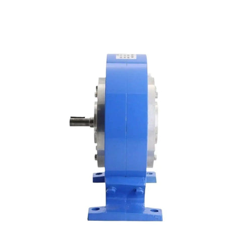 Side view of a blue Magnetic Powder Brake Dynamometer Torque Tester for Motors and Servos, large range 200 N.m.