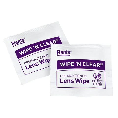 Pre-Moistened Lens Wipes Assorted 20 Count for Glasses and Sunglasses USA Made, two individual packets on white background