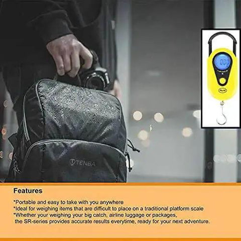 Beefy Hanging Scale With 11 Pound Capacity, LCD Digital Weigh Scale In Bright Yellow, Portable With Retractable Handle And Hook