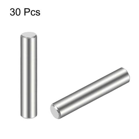 4 x 25mm Dowel Pins Set of 30, 304 Stainless Steel, Smooth Centerless Ground Finish, visible two dowel pins on a plain background