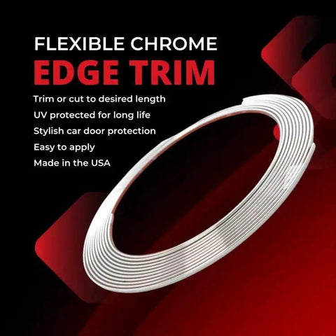 Universal Vehicle Body Molding Trim One Half Inch Wide 18 Feet Chrome Finish UV displayed on product packaging.