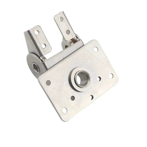 Stainless steel dual-axis torque hinge with square mounting plate and rotating tilting joint, 1 piece