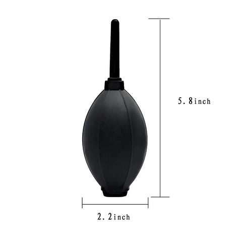 Front view of Silicone Soft Tip Air Blower For DSLR Cameras And Electronics Cleaning showing dimensions