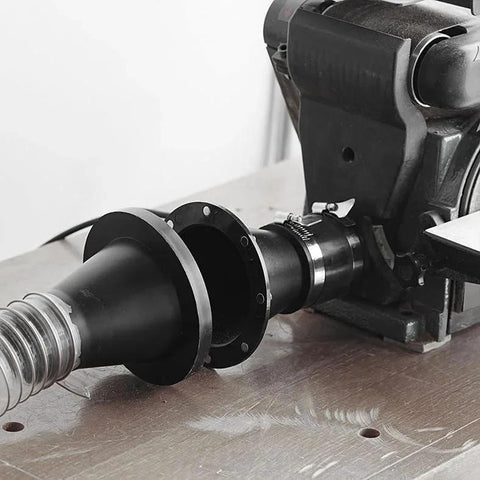 Magnetic Dust Collection System Kit For Fast Move Between Machines showing 4 Inch Magnetic Connector installed on woodworking tool