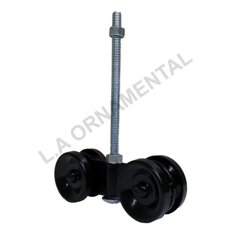 Beefy Barn Door Hanger Trolley Wheel System For Sliding Track With Painted Finish Includes Two Inch Wheel Five And A Half Inch Long Hanger One And Three Eighths Inch Wide And Three Eighths Inch By Seven Inch Screws For Smooth Quiet Sliding Doors
