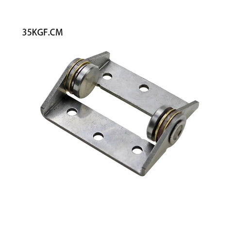 Stainless steel constant-torque door hinge component with dual spring rollers; angled front view, 1 pc